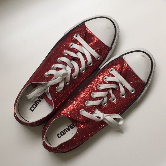 red glitter converse shoes